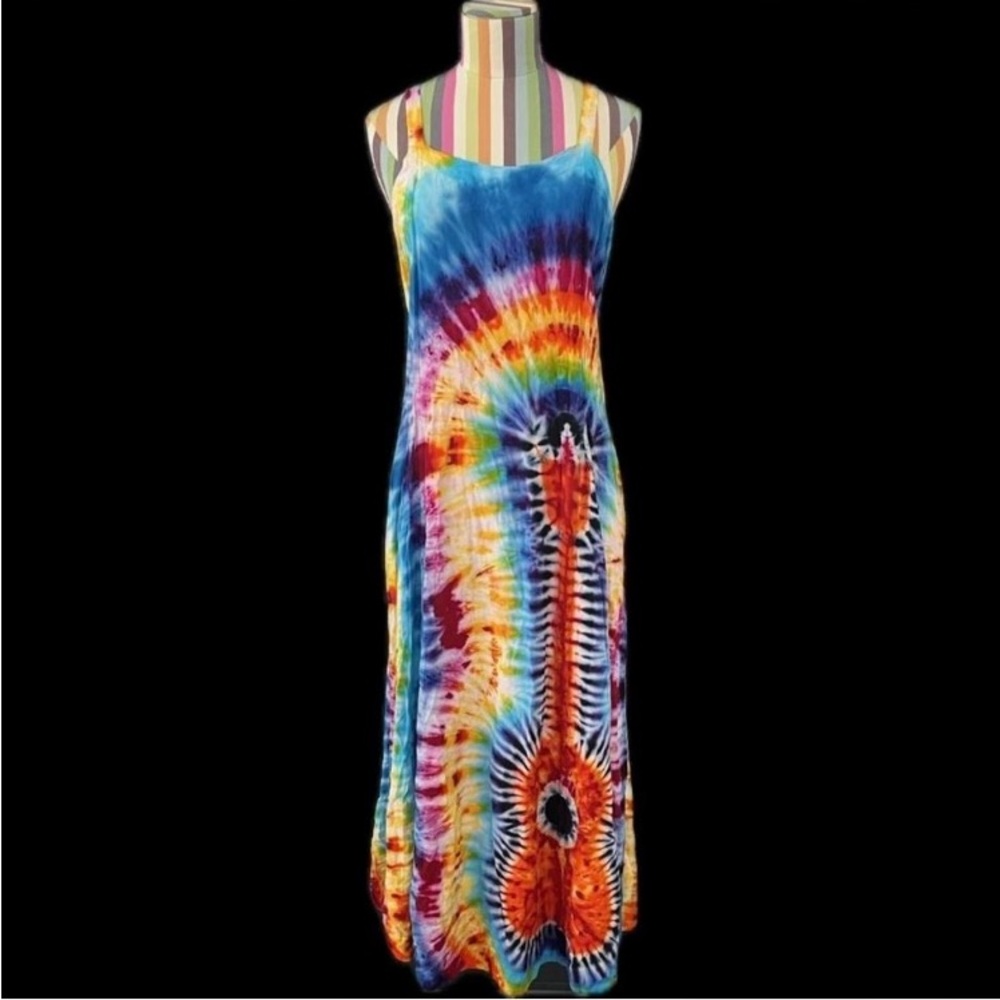 Rare 🎸 Guitar Design Tie Dye Maxi Dress